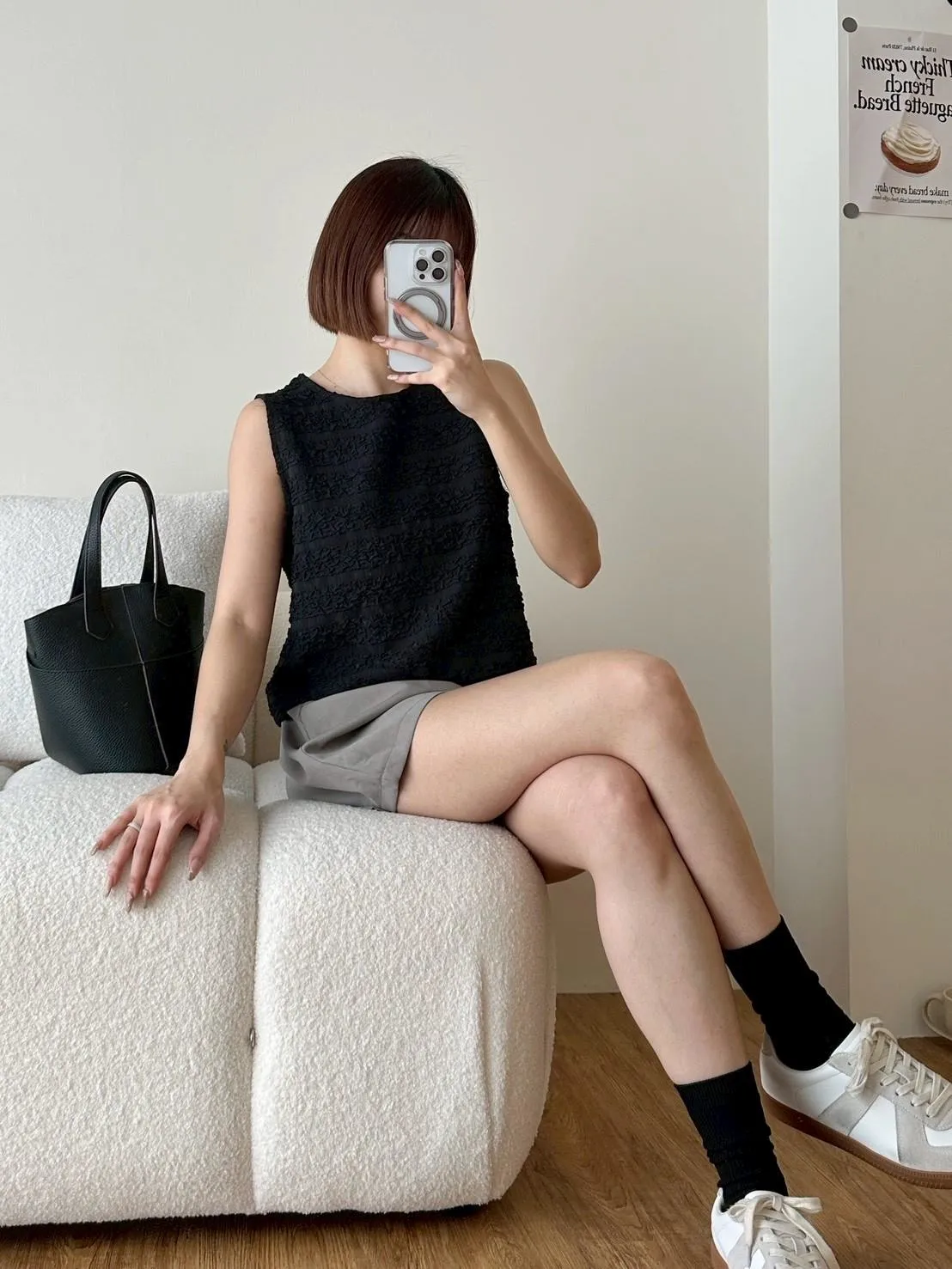 泡泡橫條背心