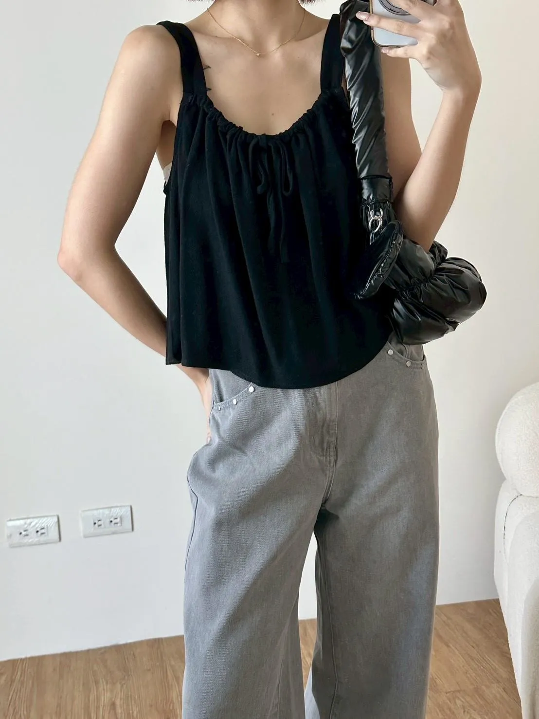 兩面穿綁帶棉麻背心