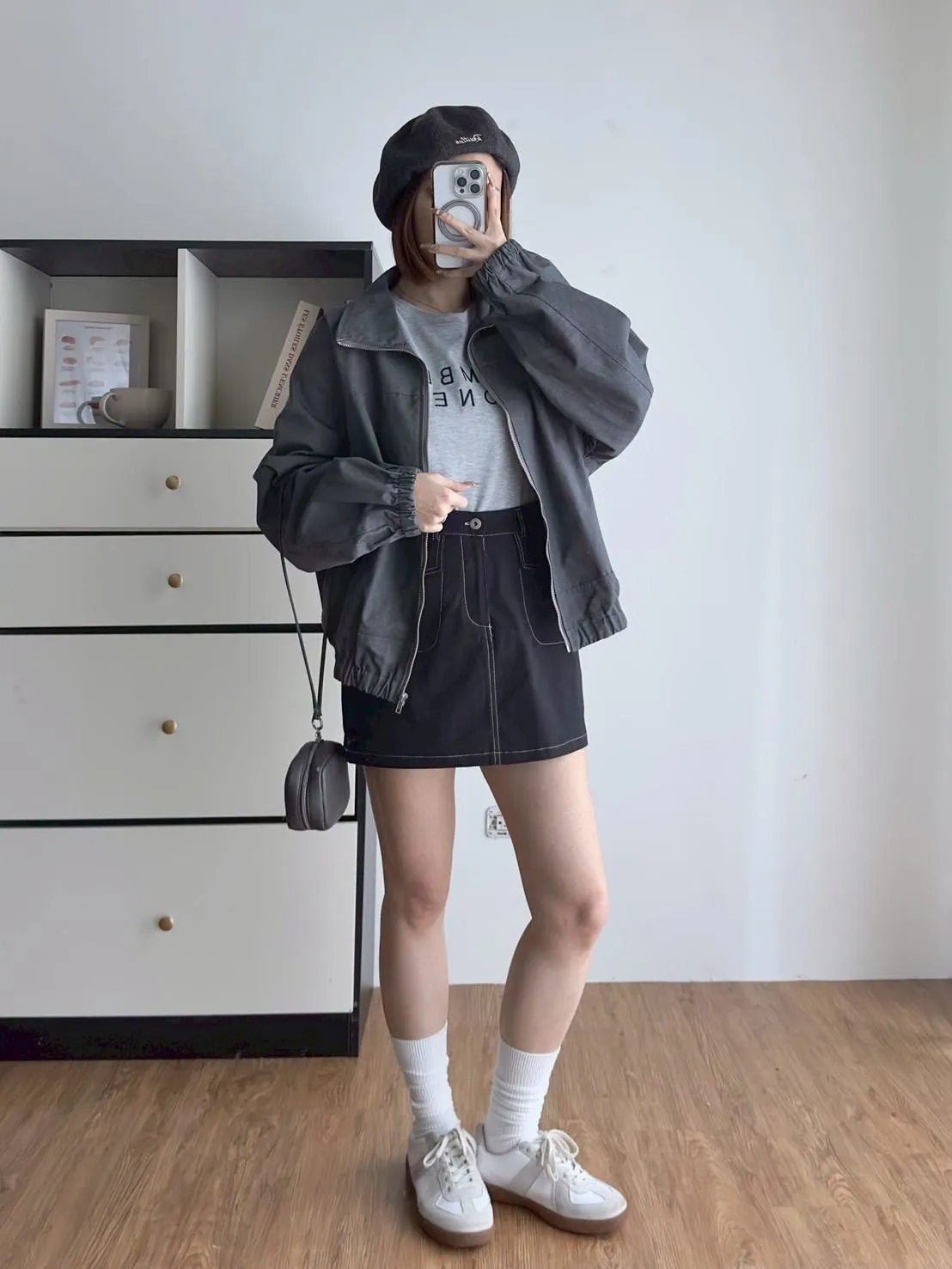 洗水牛仔拉鍊下縮外套