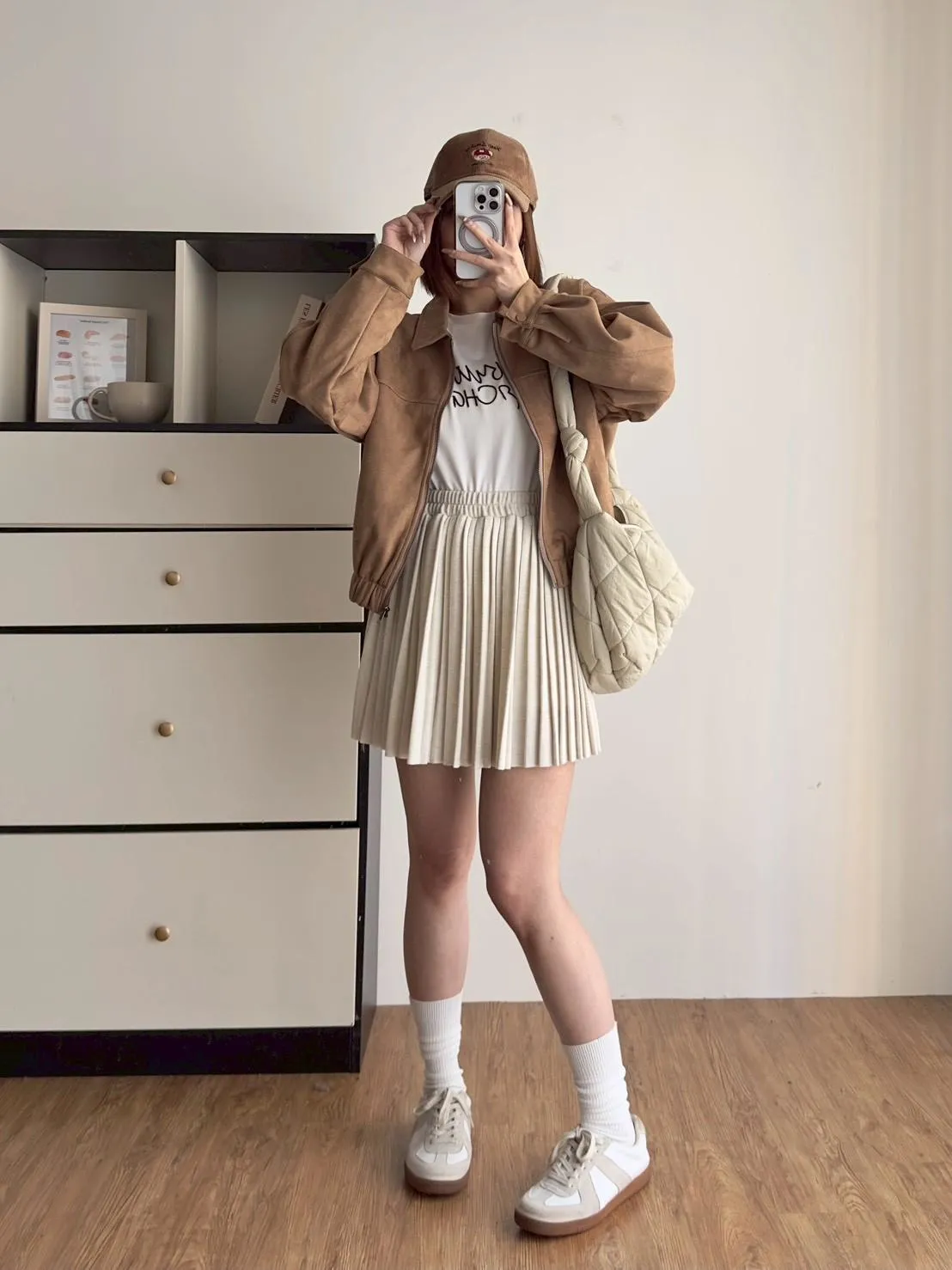 翻領麂皮拉鏈外套