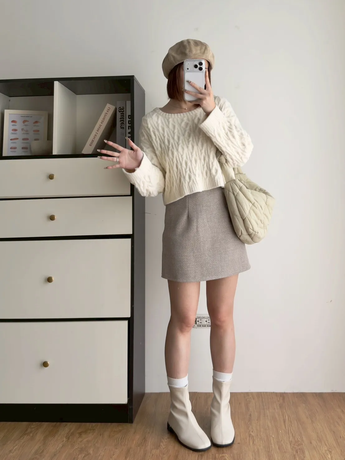 超顯瘦毛呢短褲裙