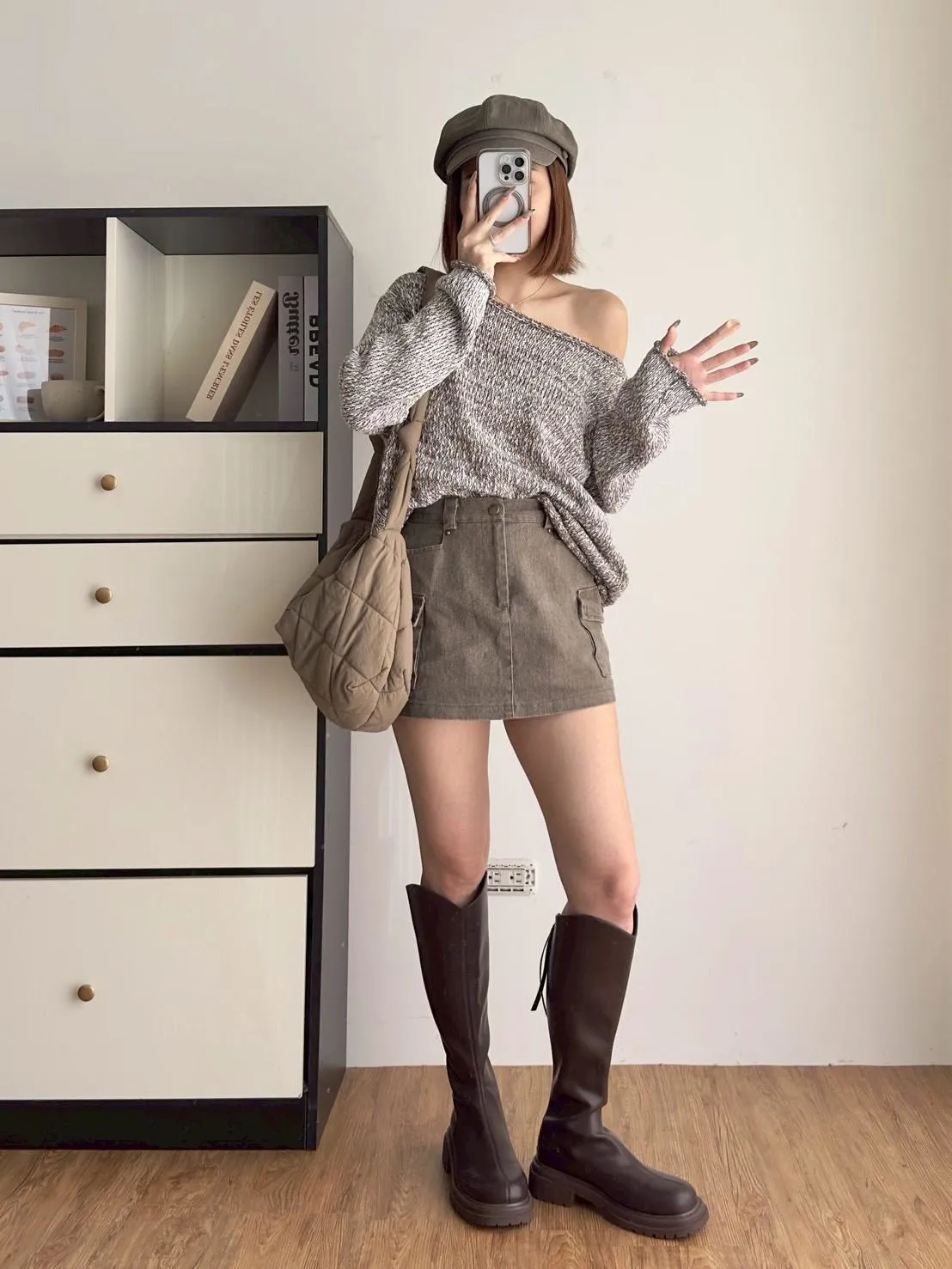 牛仔立體雙口袋短裙