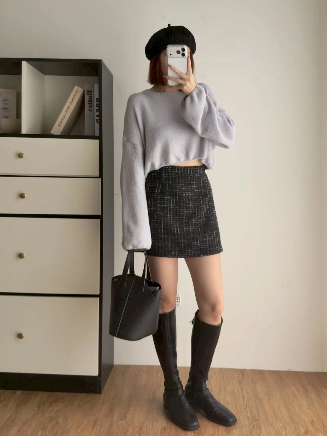 小香風毛呢短裙