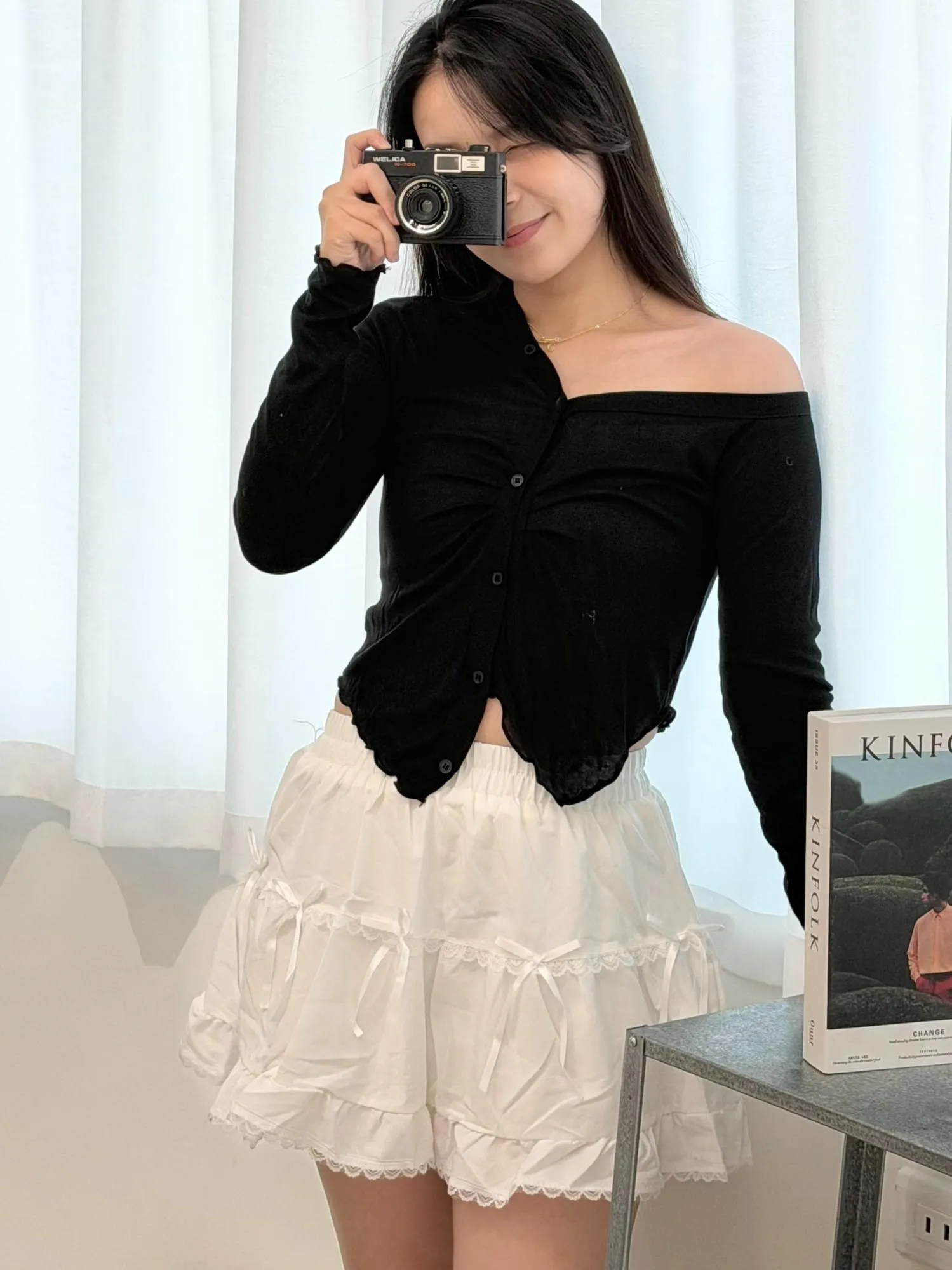 正韓羊毛材質不對稱披肩開衫