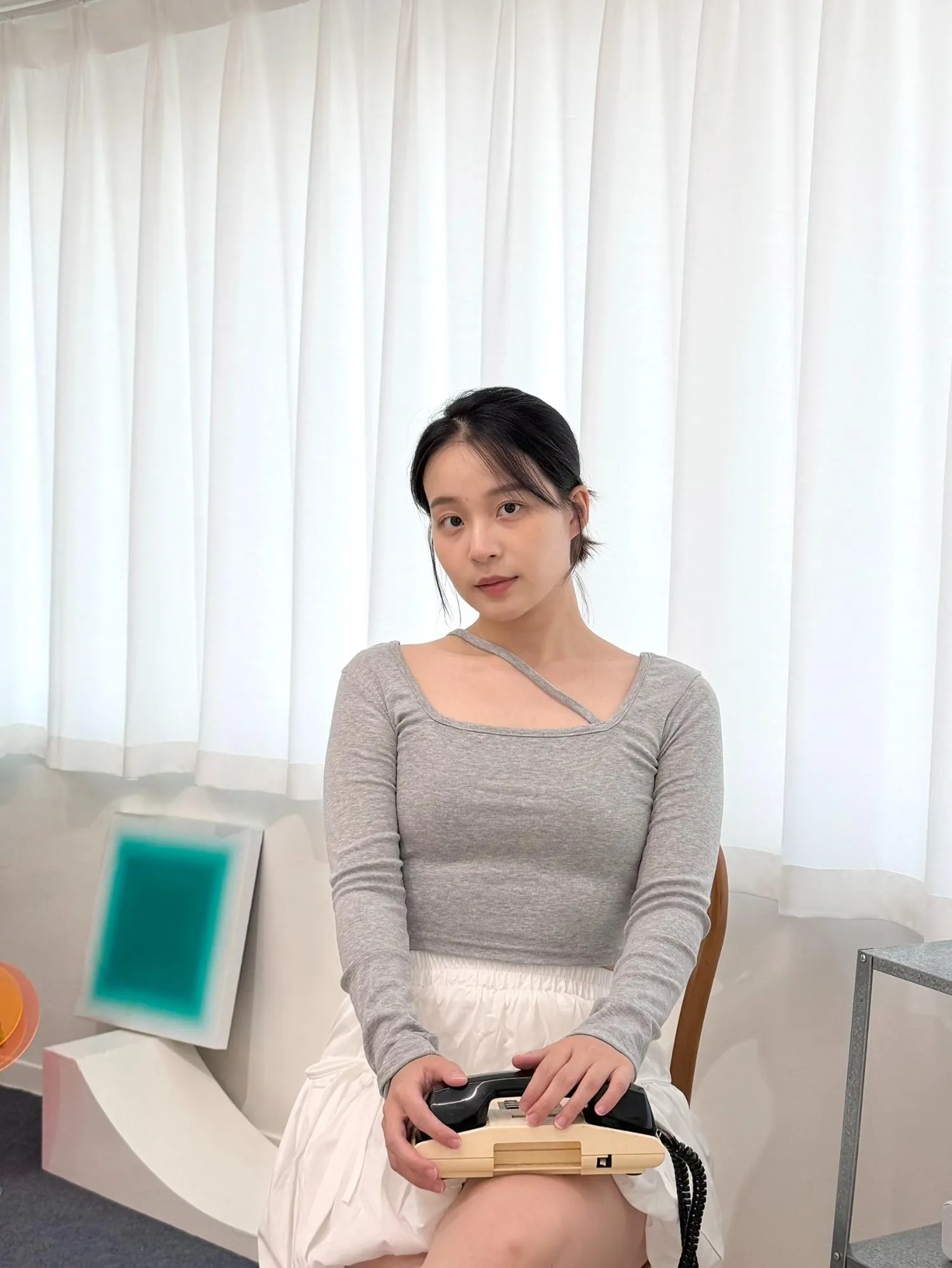 正韓方領斜領短版上衣