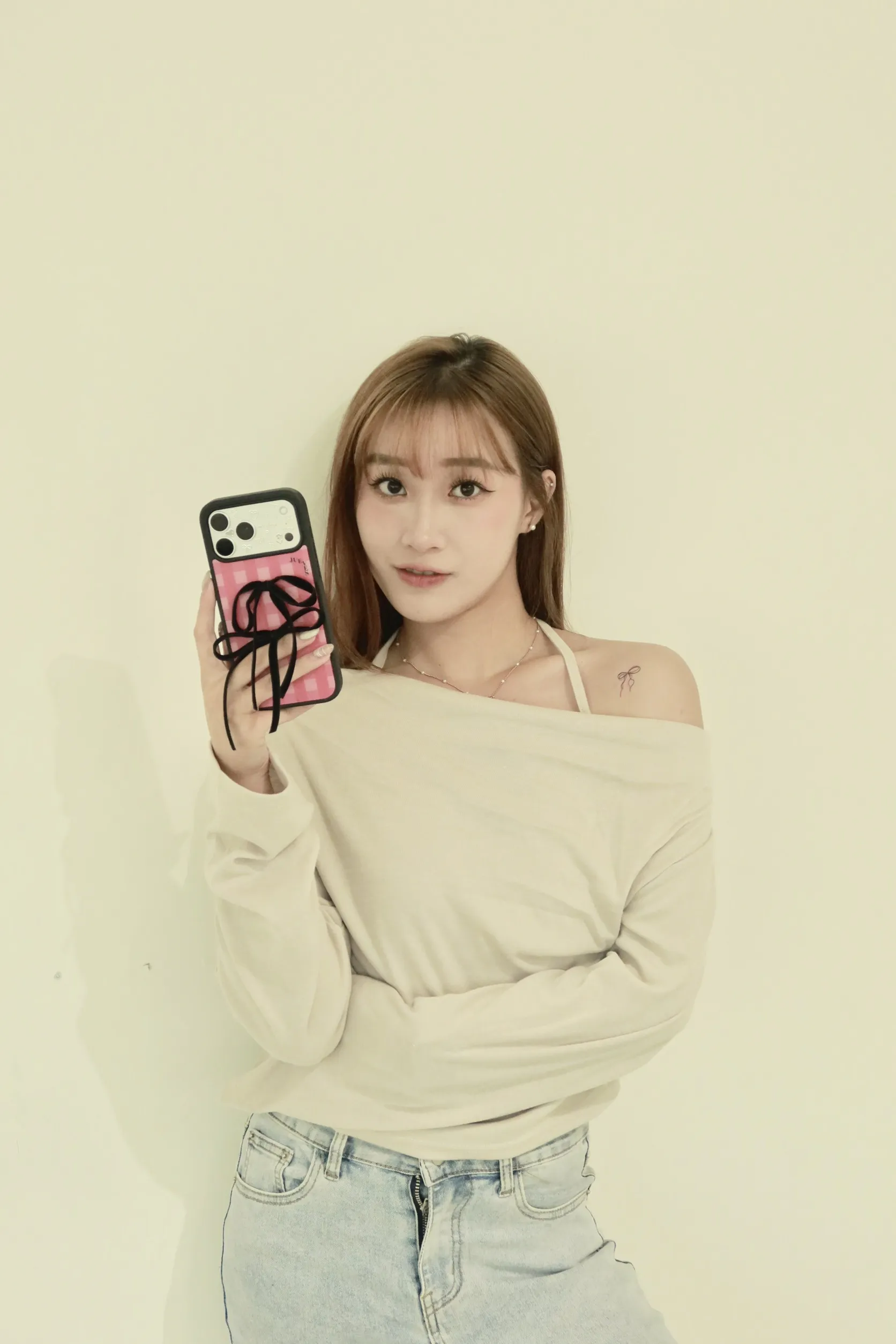 正韓無袖掛脖褶皺T恤