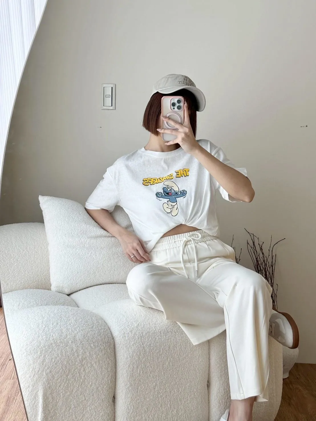藍色小精靈印花T恤
