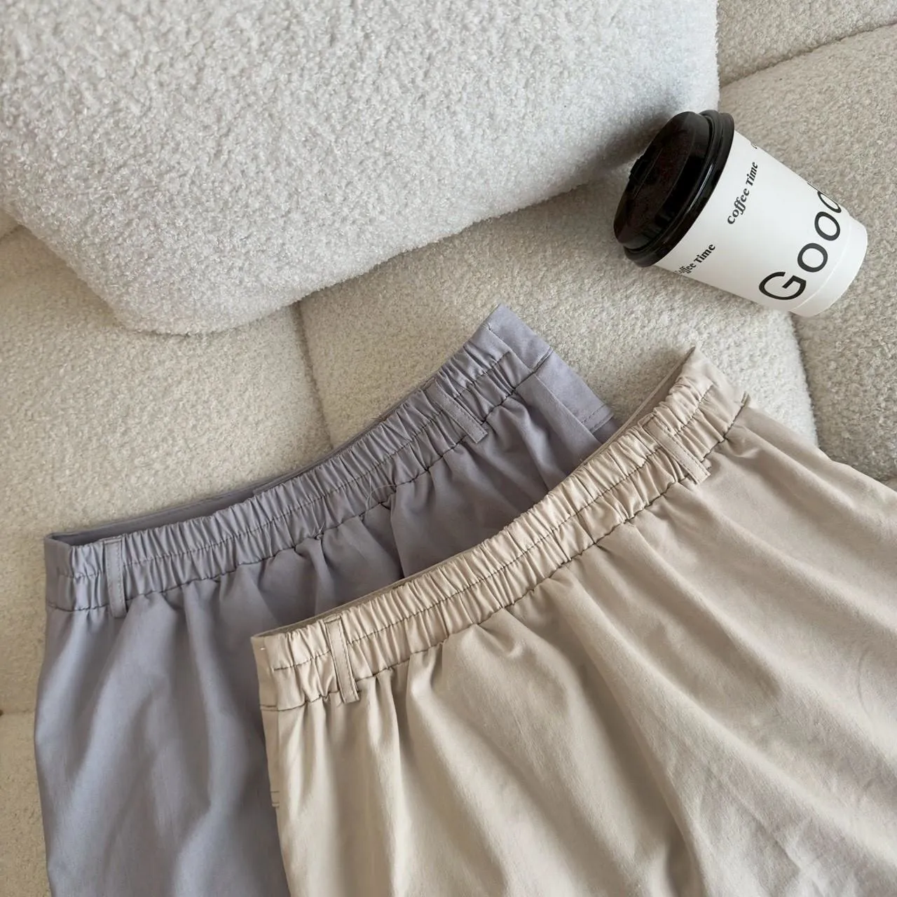 立體口袋毛料短褲裙