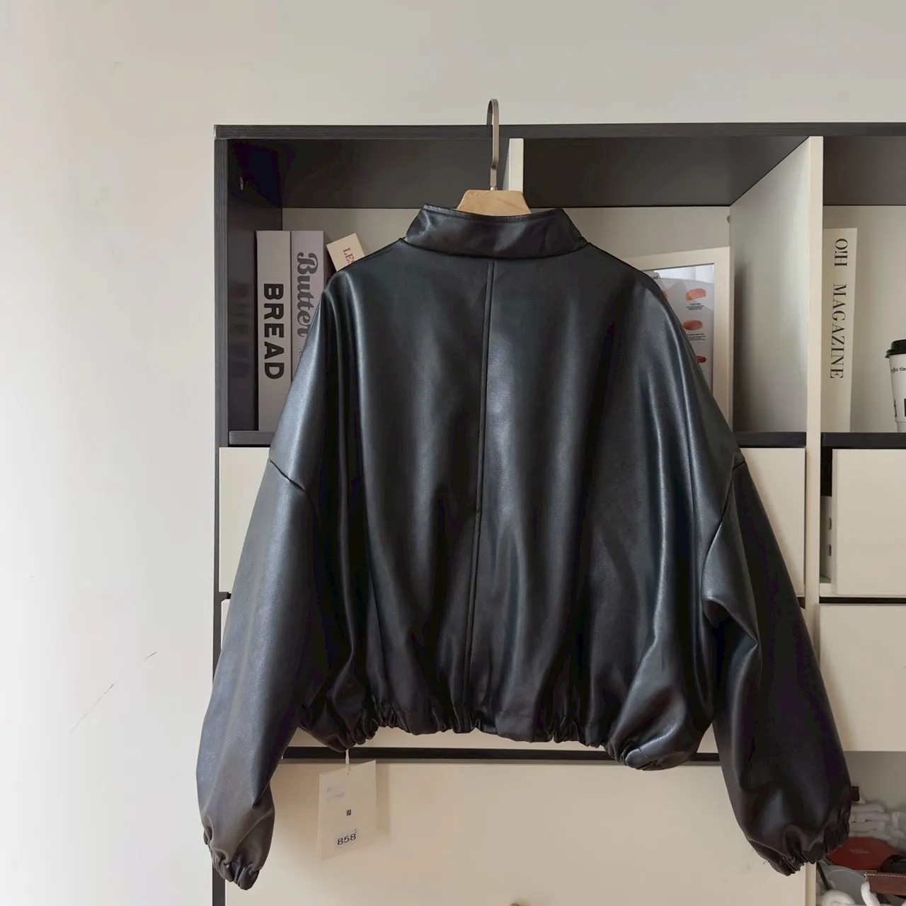 立領皮革拉鍊外套