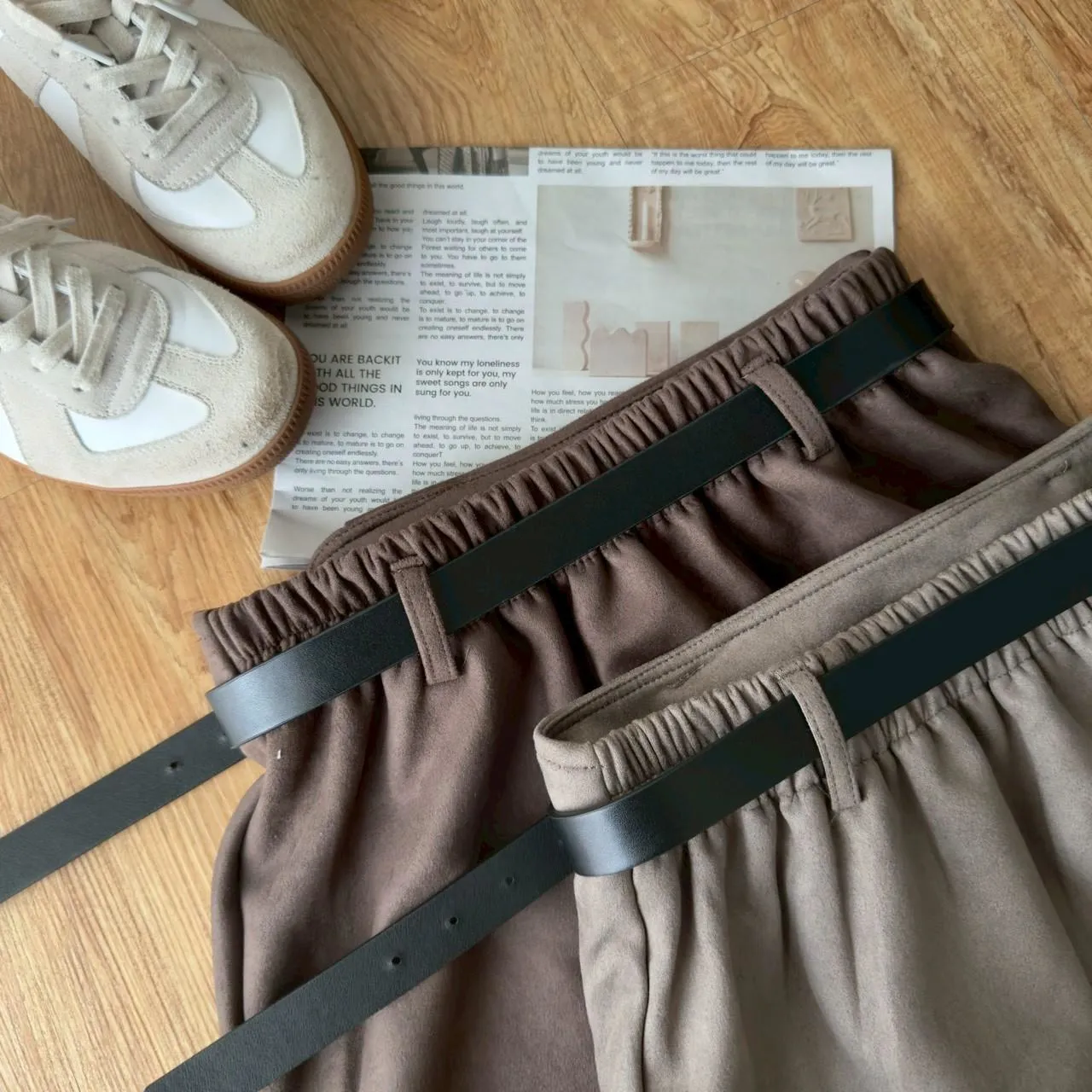 鹿皮絨一片短褲裙