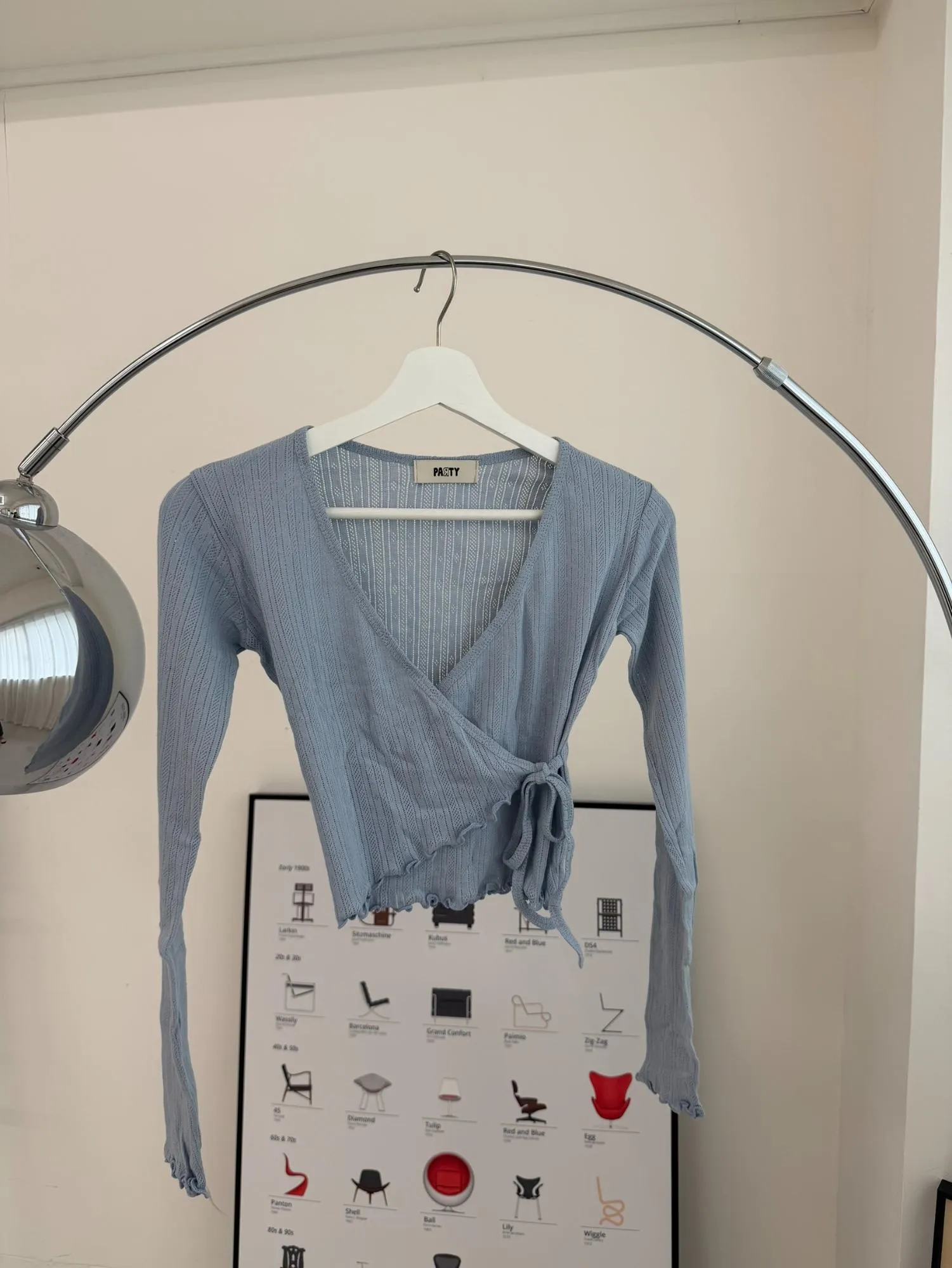 正韓修身短款蝴蝶結長袖上衣