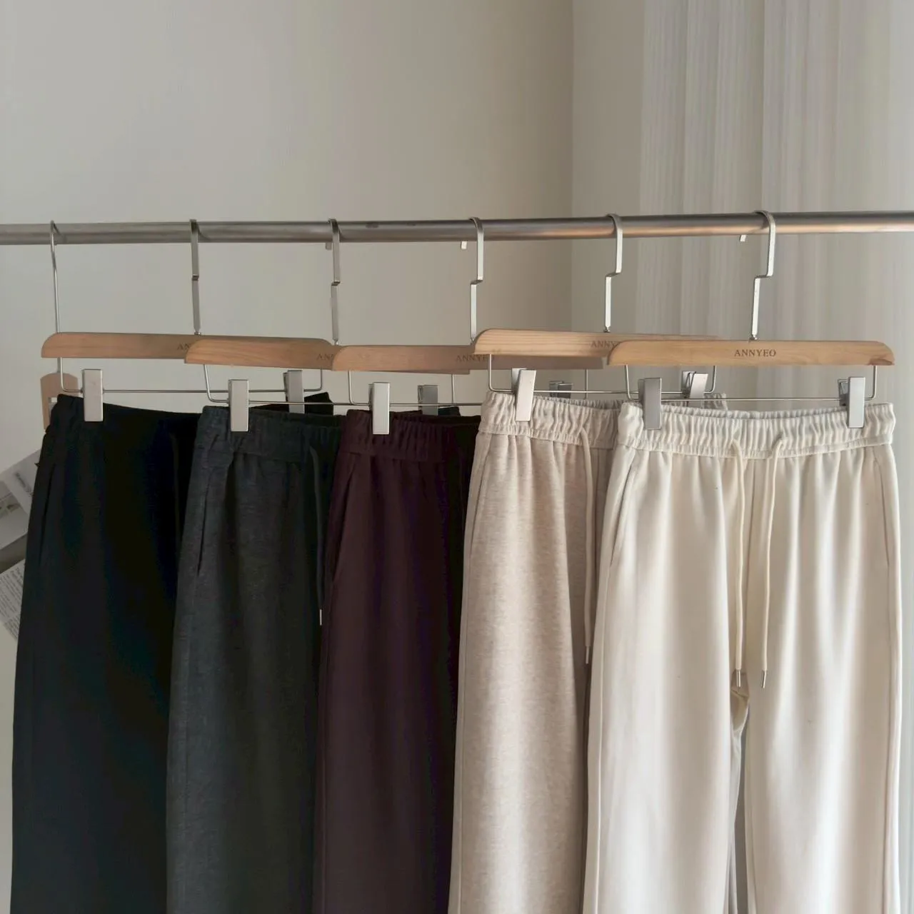 羊絨拼接微喇長褲