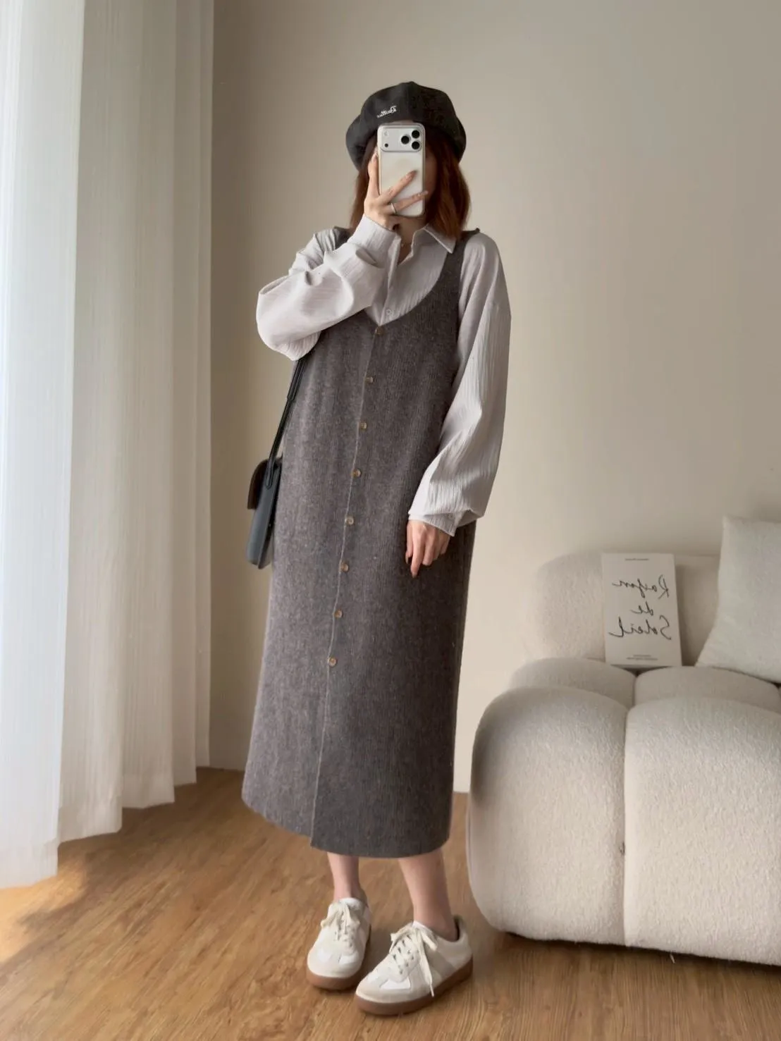 毛料排釦背心長洋