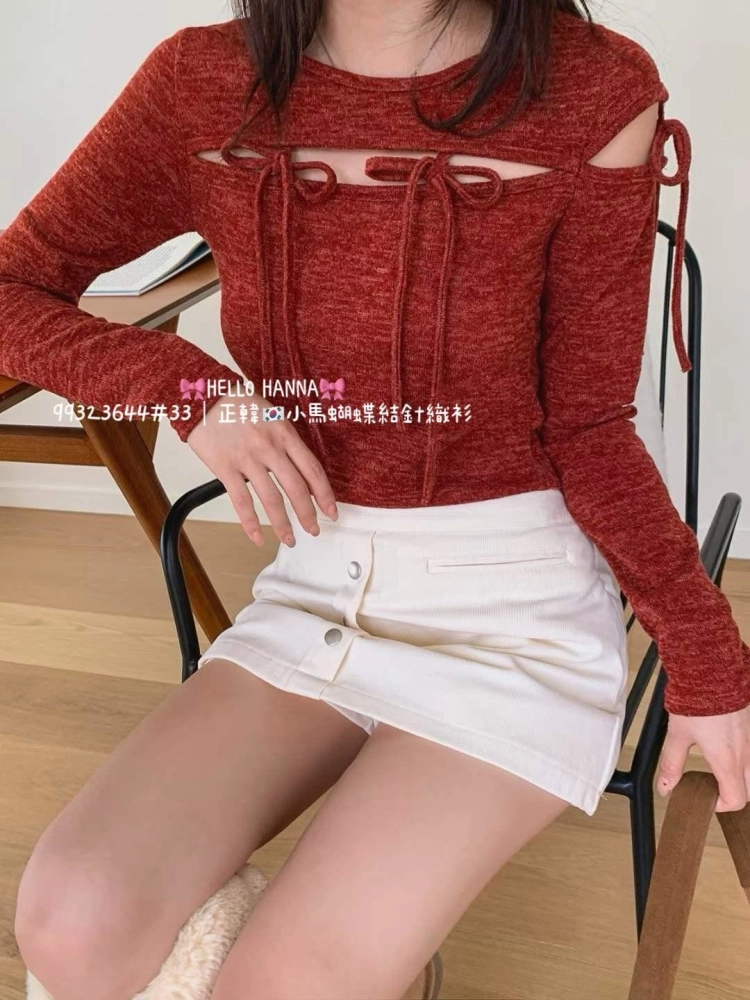 正韓小馬蝴蝶結針織衫