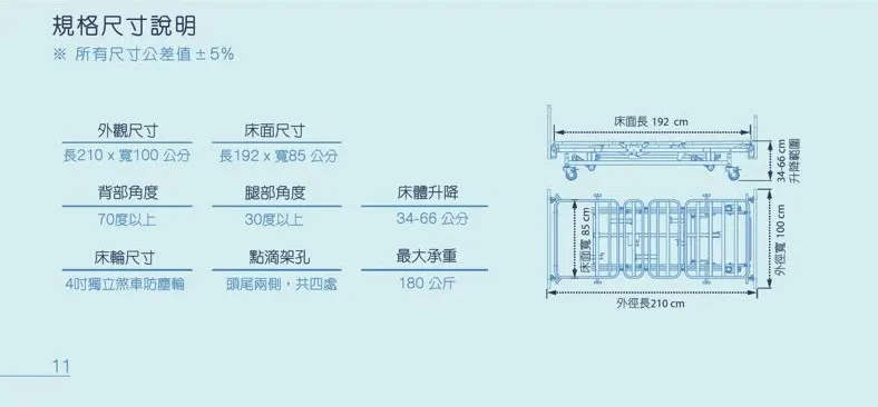 家居型｜電動照護床｜三功能