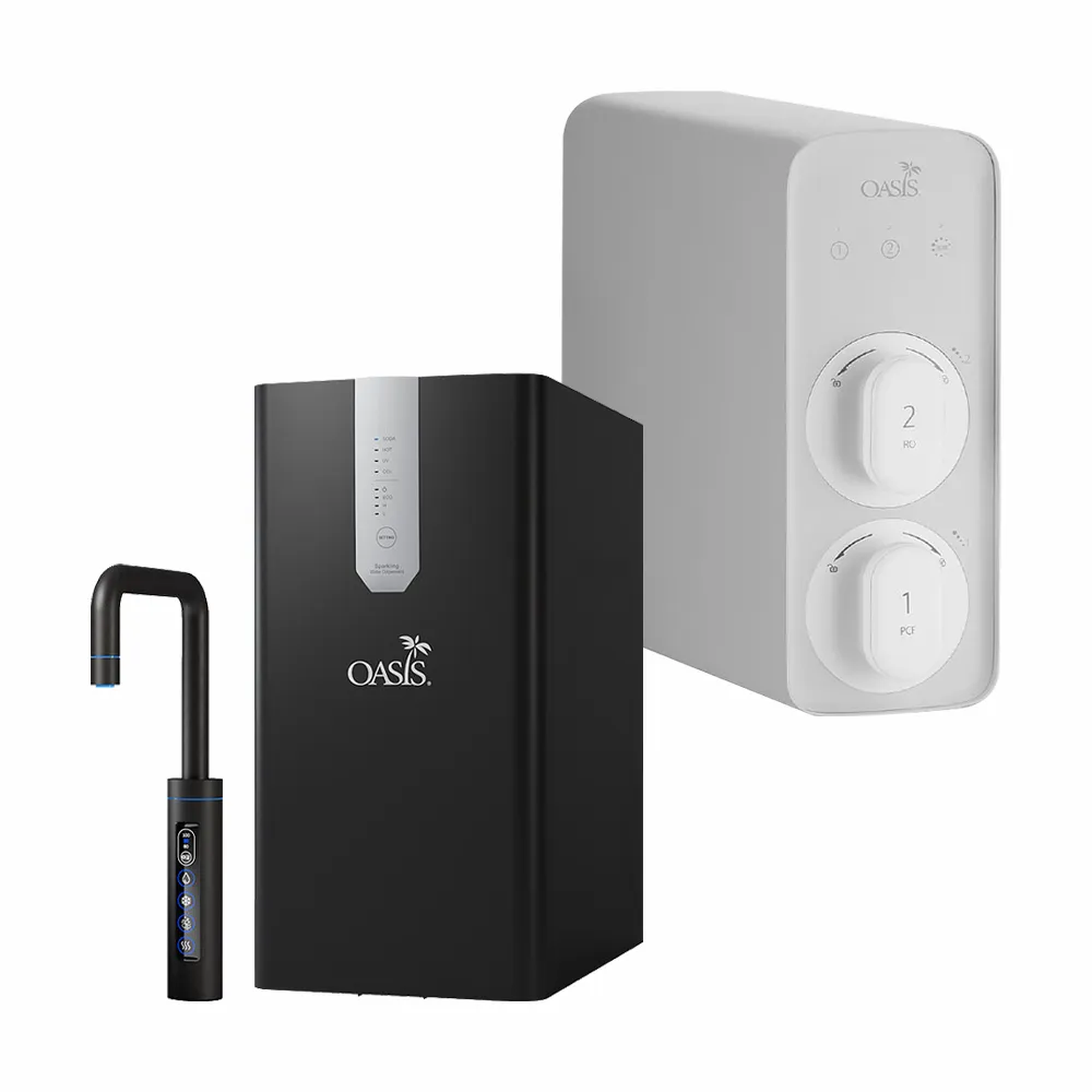 美國OASIS|會打氣的飲水機|櫥下極奢氣泡三溫UVC飲水機|LUXES-FIZZ-401|配置OASIS 600G大流量RO淨水器US-101K