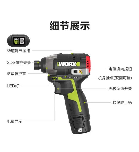 WU132X無刷鋰電衝擊起子機12V 起子 六角 居家 工程 水電 木工 汽修 木頭 水泥 鑽牆 金屬 WORX 威克士