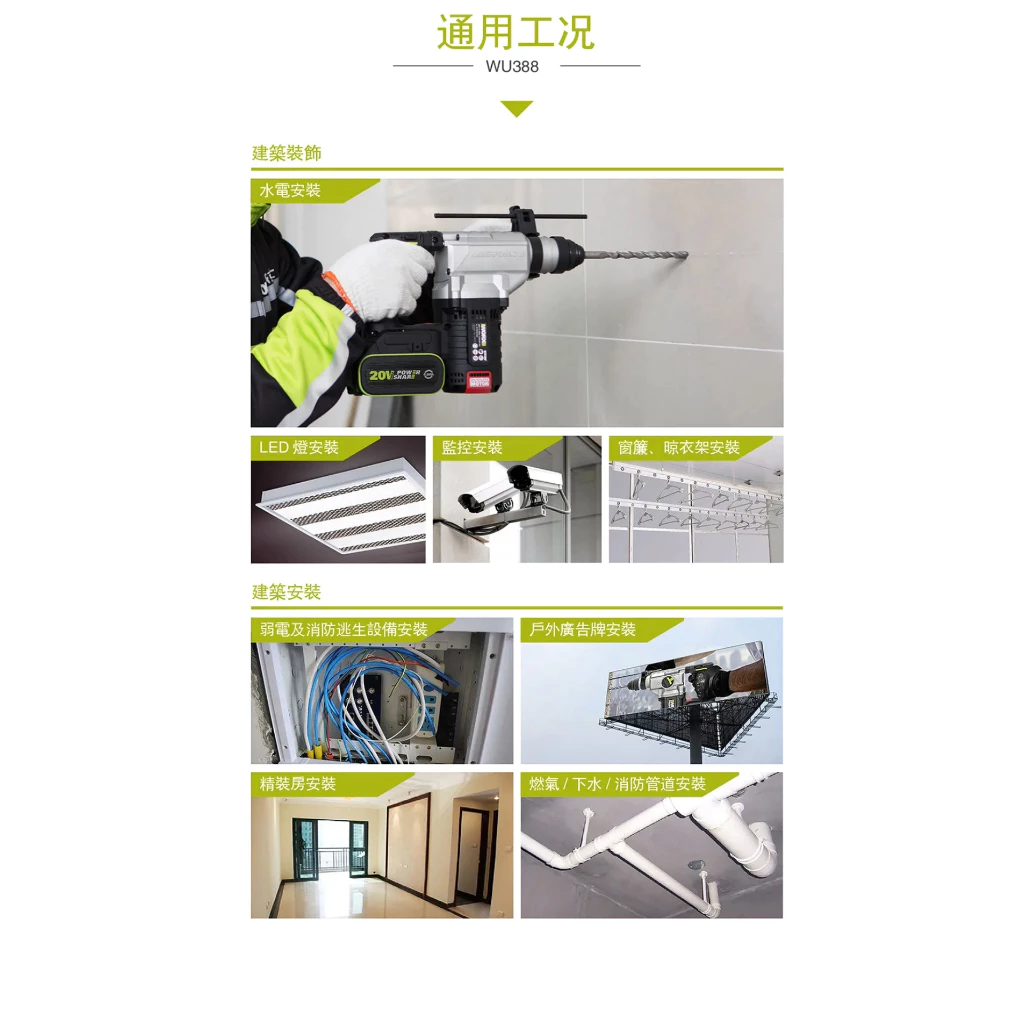 WU388鋰電無刷免出力電錘20V 24mm 磁磚模式 錘鑽/平鑽/鏟鑿 三功能 水泥 地板 水電 電槌 WORX威克士