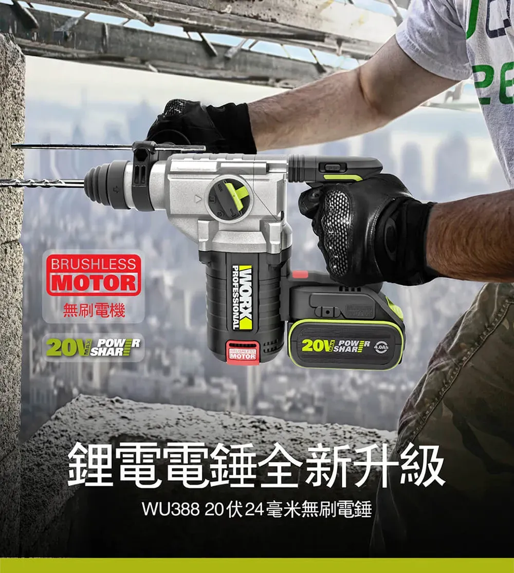 WORX 威克士 WU952 水電超認真三機組(WU388+WU806+WU291D) 超高CP值 錘鑽 起子機 砂輪機