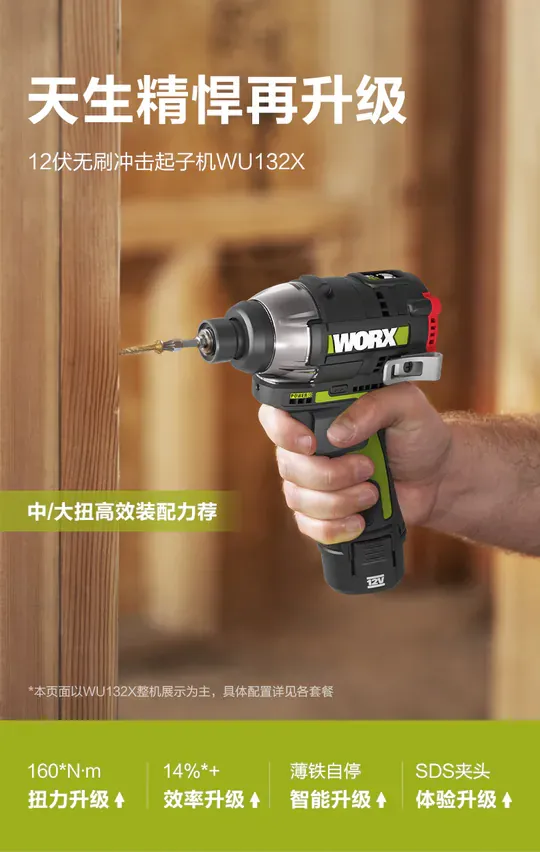 WU132X無刷鋰電衝擊起子機12V 起子 六角 居家 工程 水電 木工 汽修 木頭 水泥 鑽牆 金屬 WORX 威克士