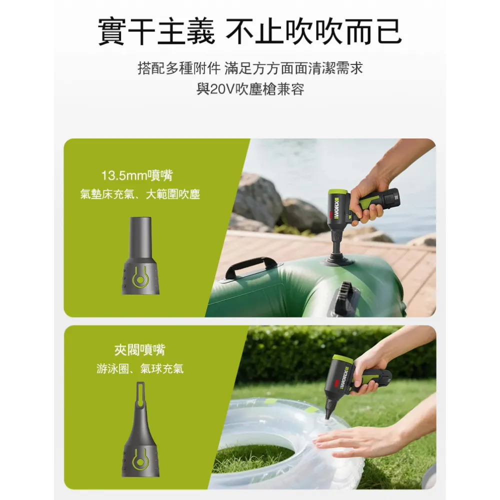 WU094 鋰電無刷空氣除塵槍 12V 吹灰塵 角落 汽車 鍵盤 電腦 手拿 小型 研磨 油漆 水電 WORX 威克士