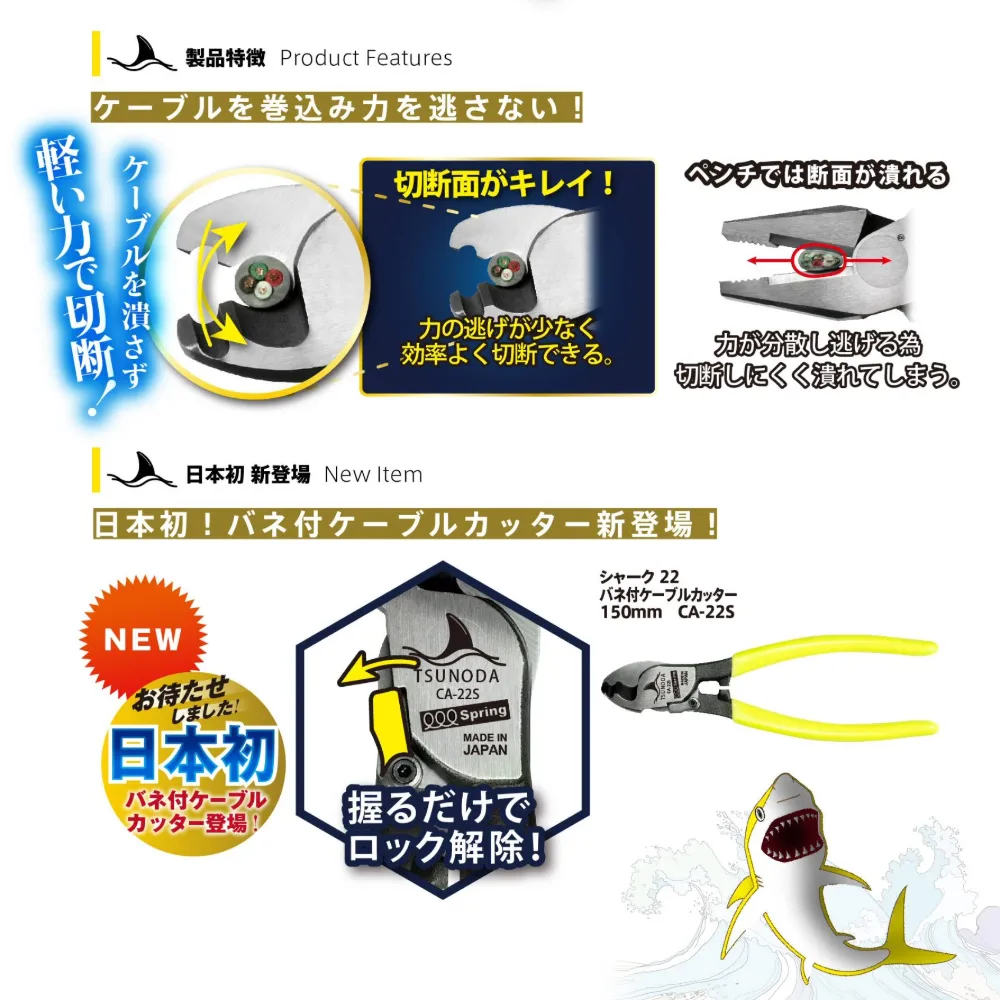 日本製 TTC 角田 CA-22 電纜剪 電線剪 VCT IV線 電纜剪刀 切斷剪 膠柄電纜剪刀