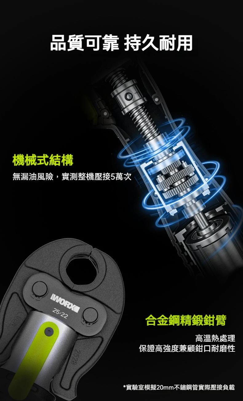 WU111 不銹鋼水管壓接機 20V 威克士 WORX 水電壓管工具 管件壓接機 不鏽鋼管壓接 水電工程配管