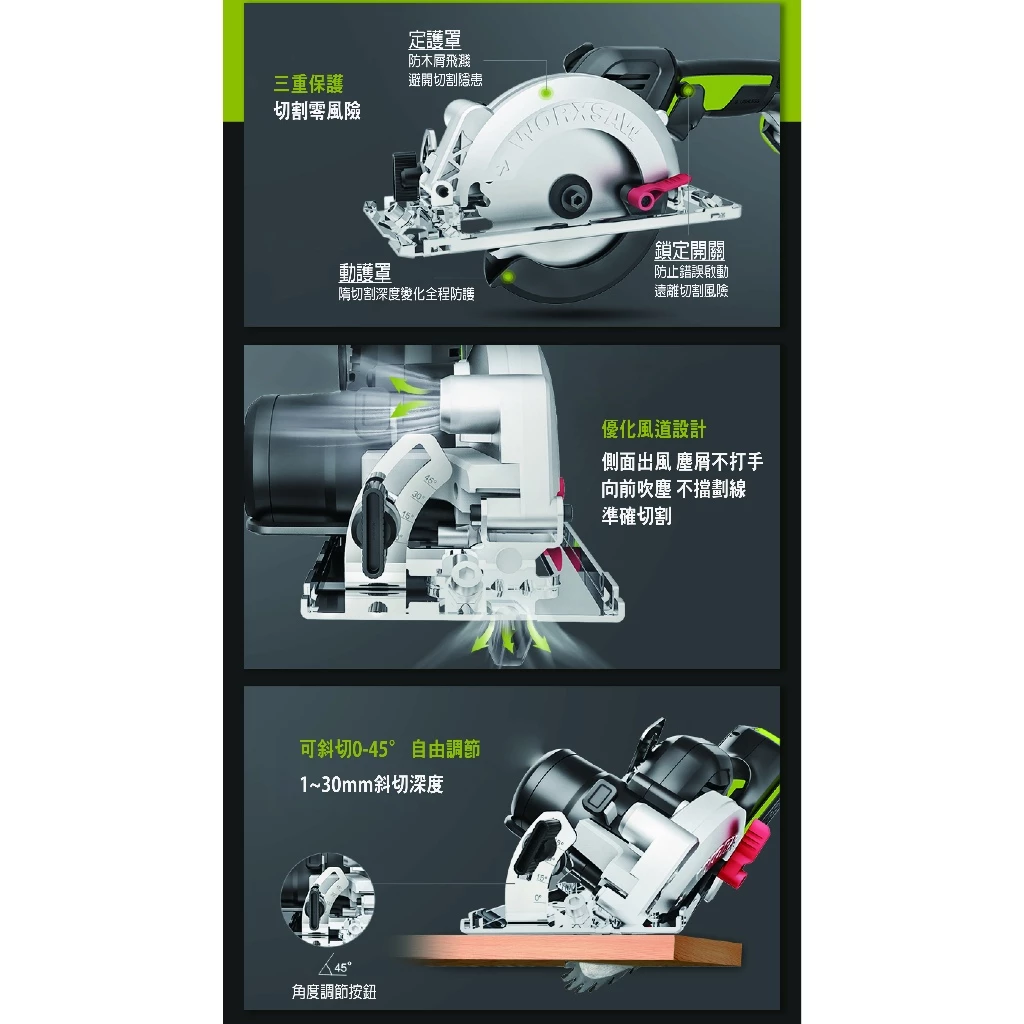 WU533 無刷鋰電圓鋸機20V 120mm 木工用 水電 可調整角度 木頭 金屬 木工必備 電鋸 照明 WORX威克士