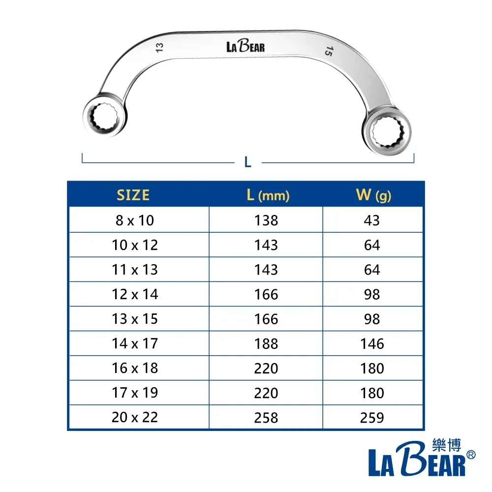 【LaBear】C型雙梅扳手 月亮扳手 半月板手 彎頭 雙頭梅花扳手 C型梅花扳手 C型 U型雙梅扳手 微笑扳手 台灣製