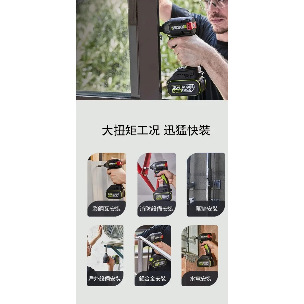 WU291D 8段智能無刷電動衝擊起子機20V 電動工具 高轉速/扭力 居家 水電 金屬 工程 水泥 WORX 威克士