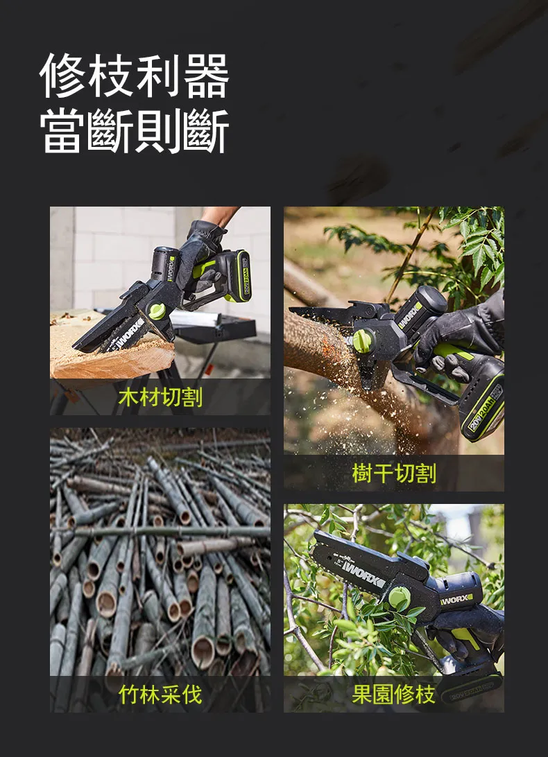 WD331 無刷鋰電迷你小型電鋸 20V 12cm 鏈鋸 小鏈鋸 電鋸 伐木 木頭 樹枝 園藝 單手鋸 WORX 威克士