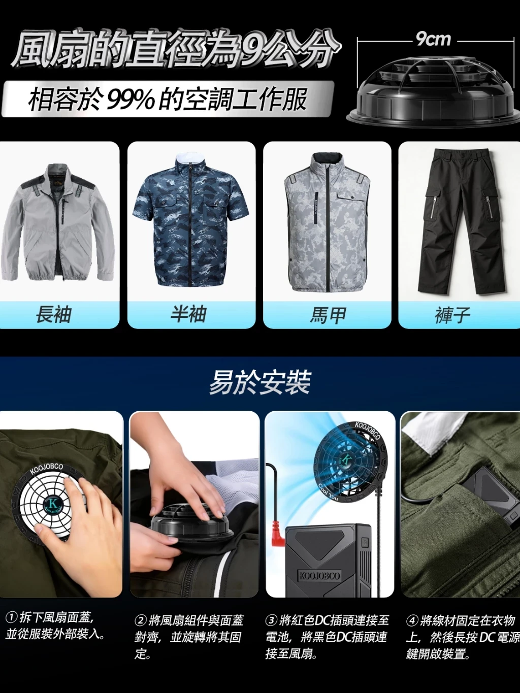 【日本暢銷】36V空調服 帶風扇工作服  鈦布 全線束 高空工作 防紫外線 防水 夏季 戶外工作