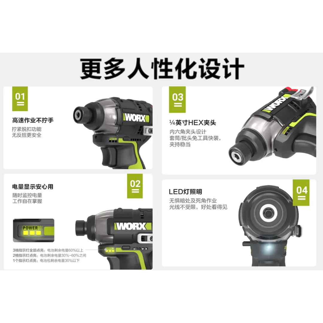 WU132X無刷鋰電衝擊起子機12V 起子 六角 居家 工程 水電 木工 汽修 木頭 水泥 鑽牆 金屬 WORX 威克士