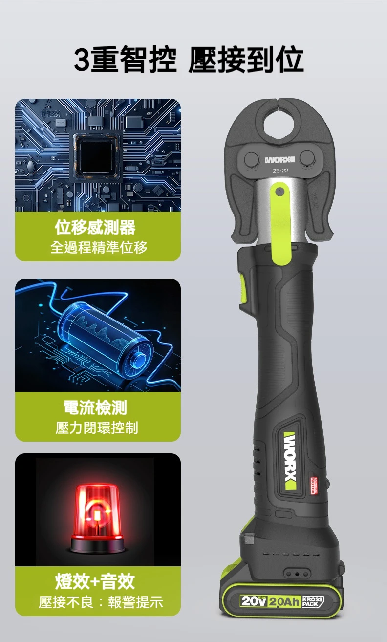 WU111 不銹鋼水管壓接機 20V 威克士 WORX 水電壓管工具 管件壓接機 不鏽鋼管壓接 水電工程配管