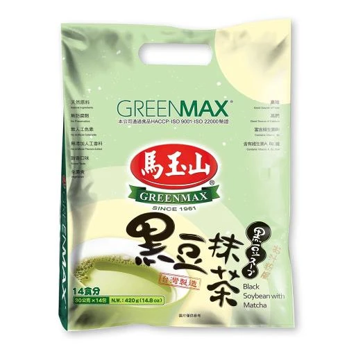 馬玉山黑豆抹茶30g×14入 早餐 奶素 台灣製造 沖泡 飲品 黑豆 抹茶 沖泡飲品