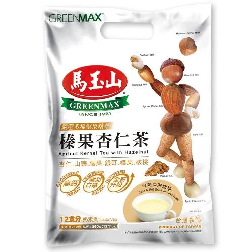 馬玉山榛果杏仁茶30g×12入 杏仁茶 榛果飲 早餐 奶素 台灣製造 沖泡 飲品 沖泡飲料