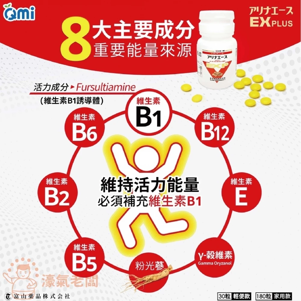 日本富山 安利命EX金強效錠 保健食品 保健品 維生素B 綜合維他命 維他命