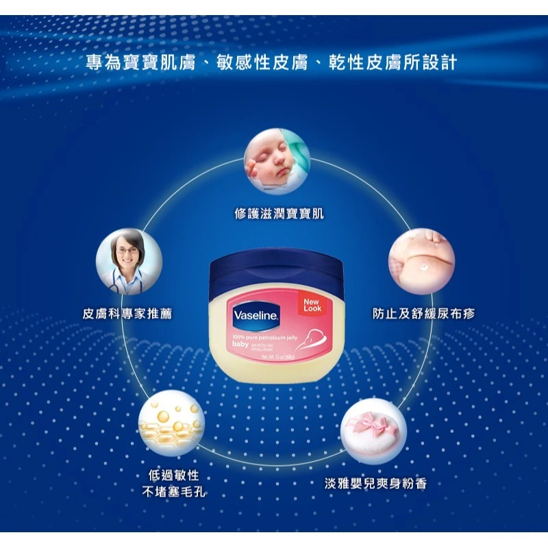 VASELINE 凡士林經典高純修護凝膠 三重精煉凝膠 經典款50g/大容量100g/嬰兒香368g 護唇膏