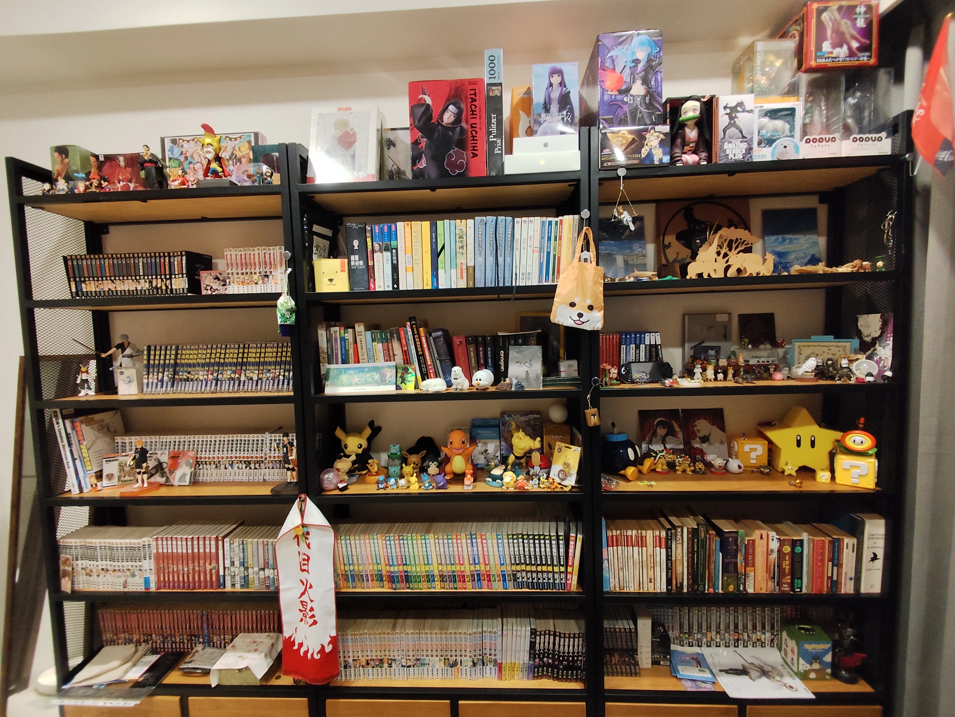 北屯新家搬家整理後，收藏品與書籍展示架完成
