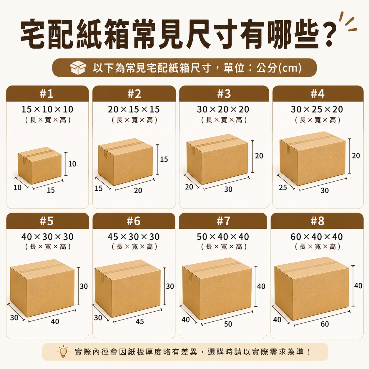 宅配紙箱常見尺寸有哪些？