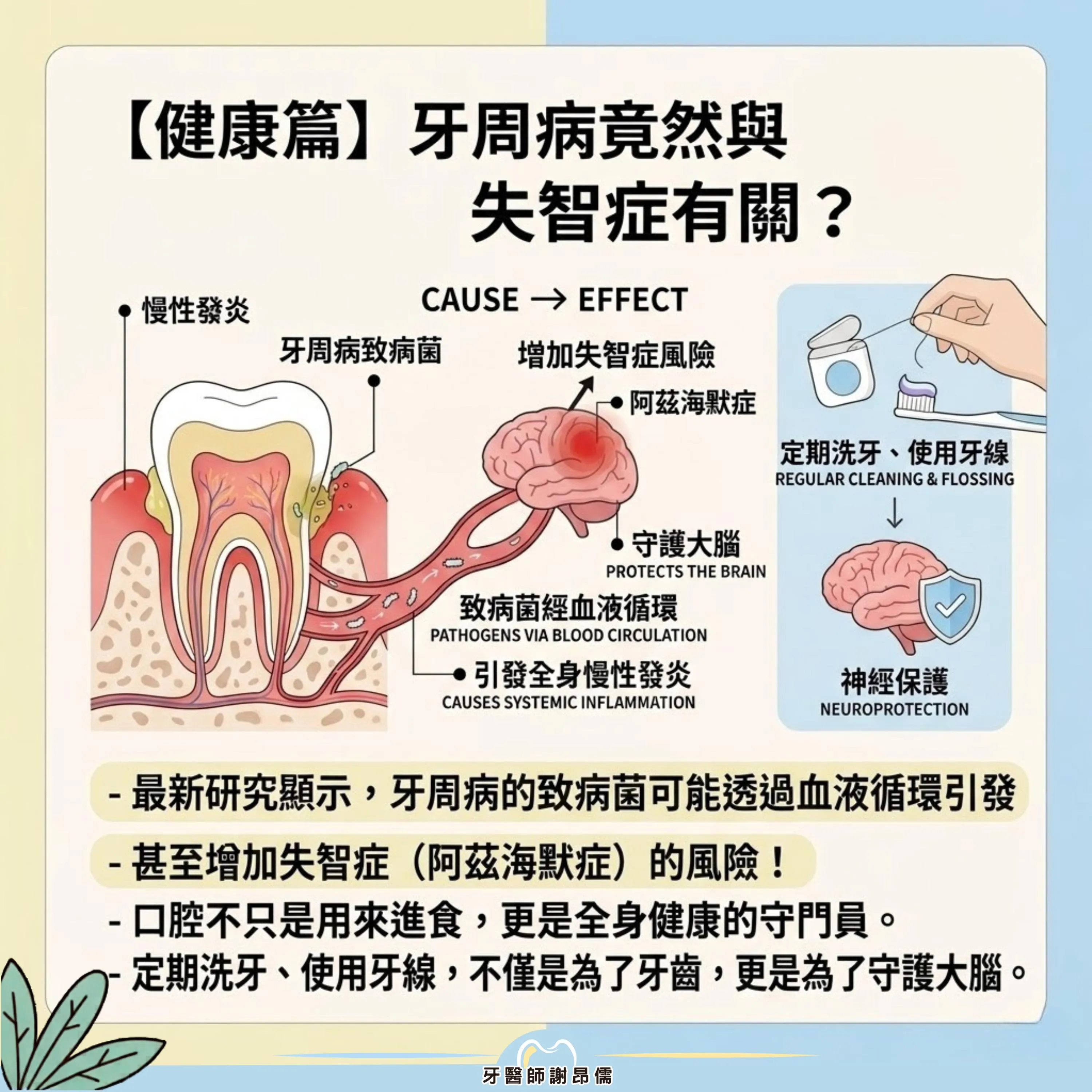 【健康趨勢】牙周病竟然與失智症有關？謝昂儒醫師：守護大腦，從牙齦健康開始｜三重牙周病治療｜三重牙周病治療推薦｜三重雷射牙周病治療｜台北牙周病治療｜台北牙周病治療推薦｜台北雷射牙周病治療