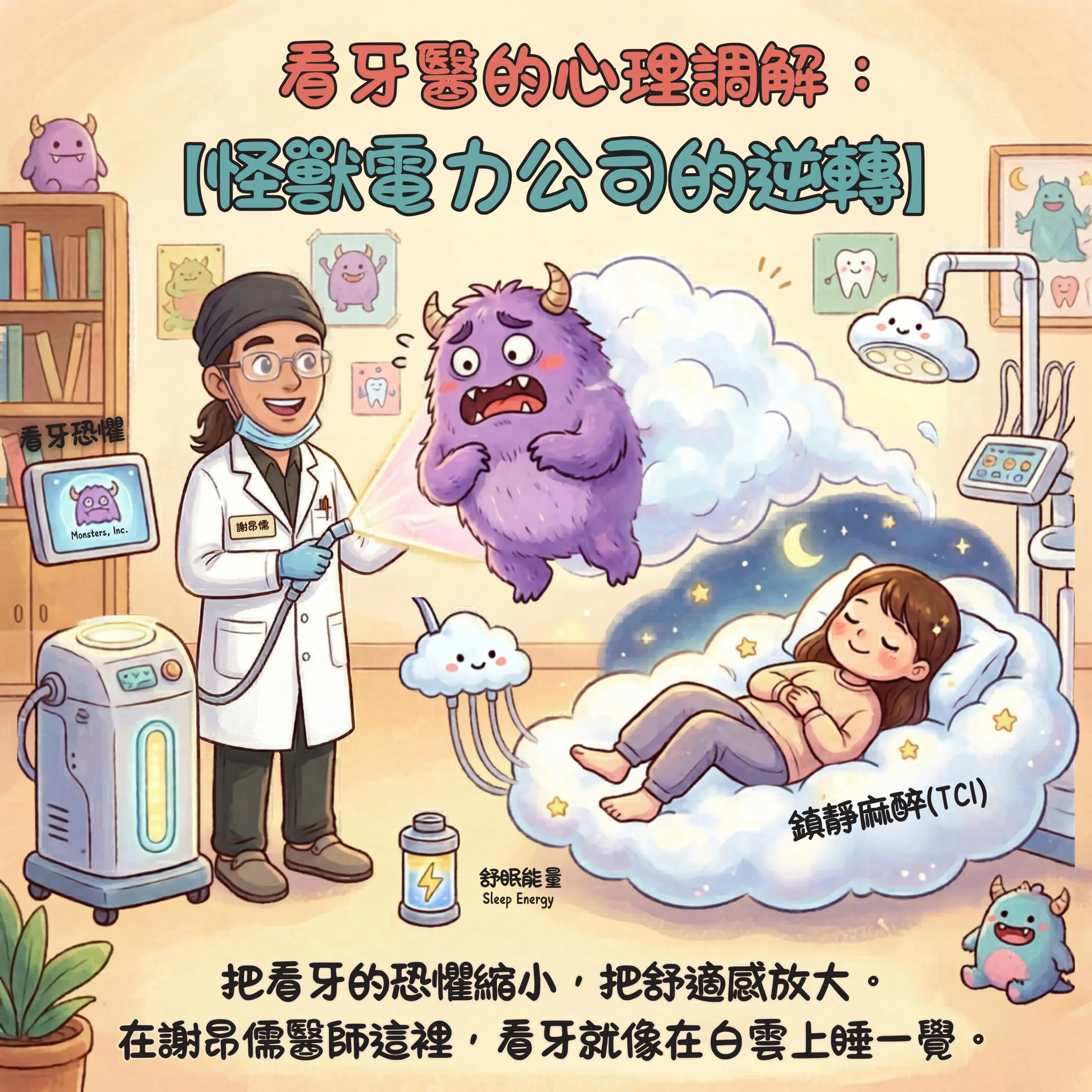 【看牙不再是噩夢】恐懼怪獸縮小了！讓您在雲朵般放鬆中完成修復｜三重牙醫｜三重牙醫推薦｜三重牙醫診所｜台北牙醫｜台北牙醫推薦｜台北牙醫診所