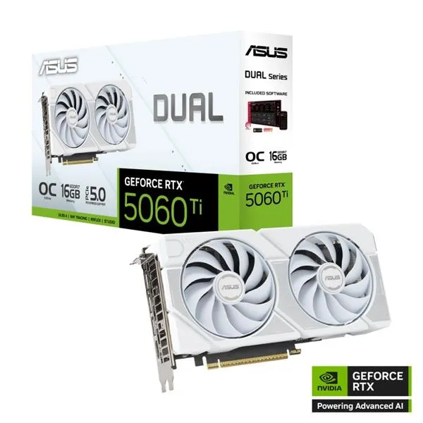華碩ASUS DUAL-RTX5060TI-O16G-WHITE 顯示卡