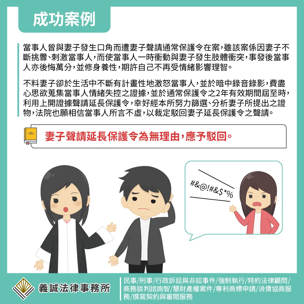 【成功案例：駁回延長保護令之聲請】離婚律師｜板橋家事律師｜板橋律師事務所｜律師事務所