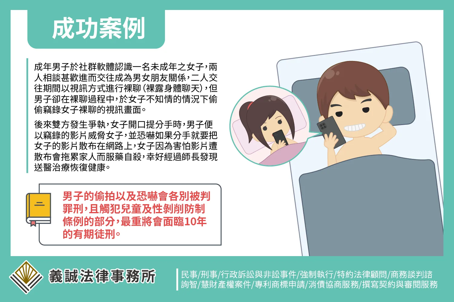 【成功案例：兒童及少年性剝削防制】台北律師推薦｜板橋律師事務所｜板橋刑事律師｜板橋律師