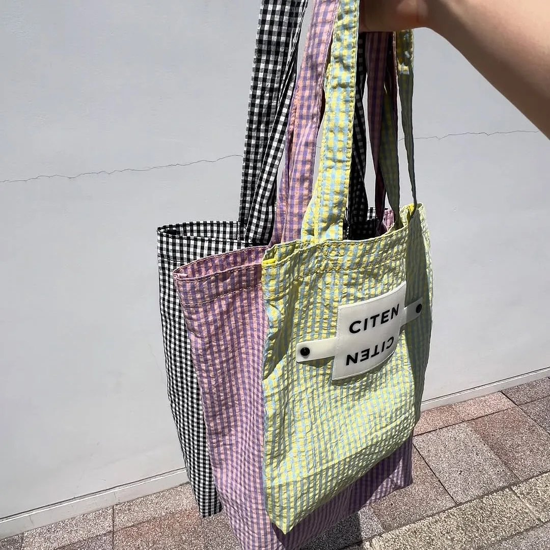 日本 CITEN 捲捲扣格紋托特包