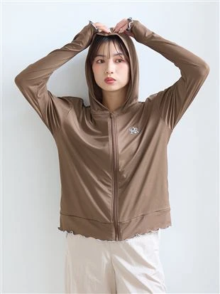 日本 tutuanna 撞色刺繡Logo荷葉滾邊 防曬外套