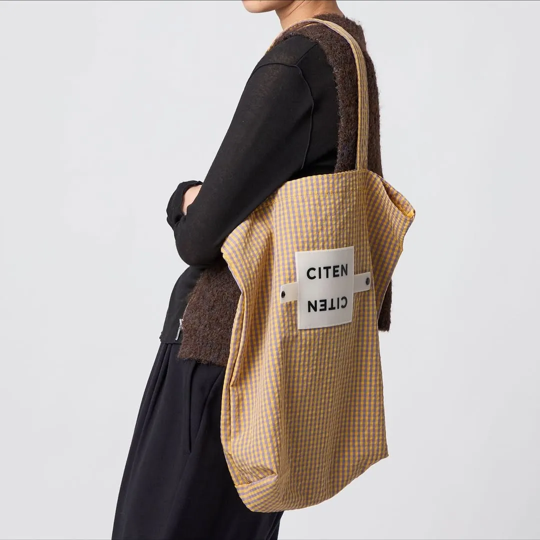 日本 CITEN 捲捲扣格紋托特包