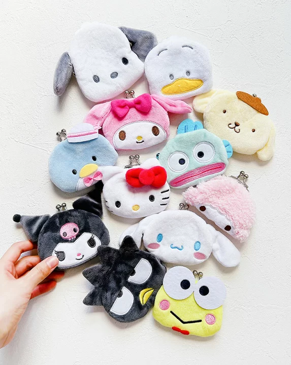 日本 三麗鷗 日式扣毛絨零錢包