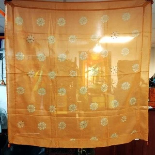印度繡花桌布 桌巾 掛布 墊布 (含四角綴飾) 橘/黃